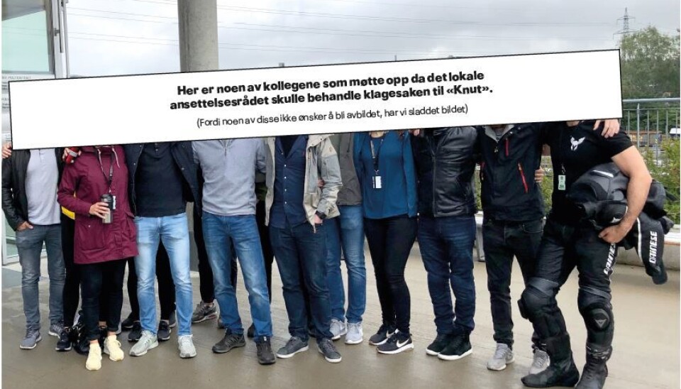Det møtte opp 20 kolleger for å vise sin støtte til Knut, før han skulle møte ansettelsesrådet.