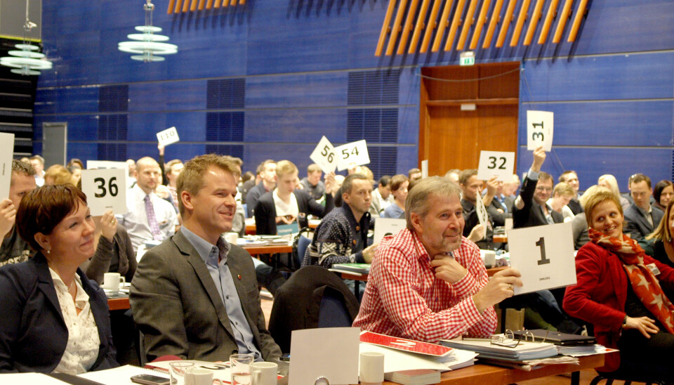 KAMPHANER: Landsmøtet i Molde i 2012 ble Arne Johannessens (til høyre) siste som leder for Politiets Fellesforbund. Et drøyt halvår senere gikk han av, og Sigve Bolstad (til venstre) rykket opp fra nestleder til leder.