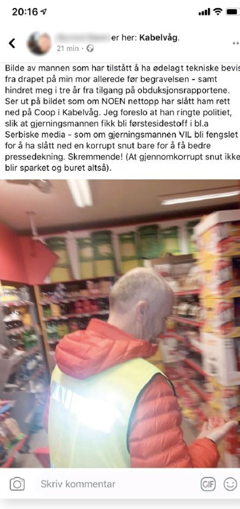 «SKRYTEBILDET»: Kort tid etter overfallet la gjerningsmannen ut dette bildet av Terje Pedersen på sin Facebook-profil. «SKRYTEBILDET»: Kort tid etter overfallet la gjerningsmannen ut dette bildet av Terje Pedersen på sin Facebook-profil.