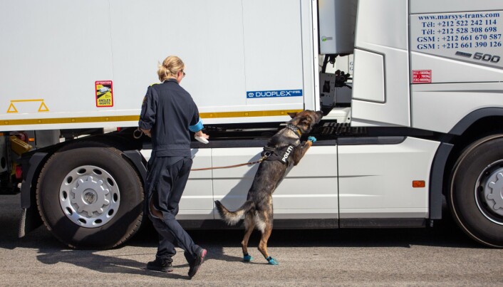 Merete Rilvaag og politihunden Klodrik under tjeneste for Frontex. Merete Rilvaag og politihunden Klodrik under tjeneste for Frontex.