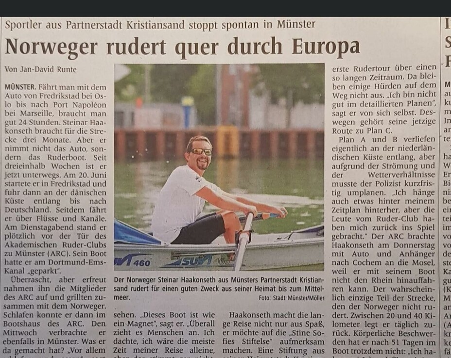 Den tyske avisen Westfälische Nachrichten, og flere andre europeiske aviser, skrev om Steinars rotur nedover mot Port Napoléon.