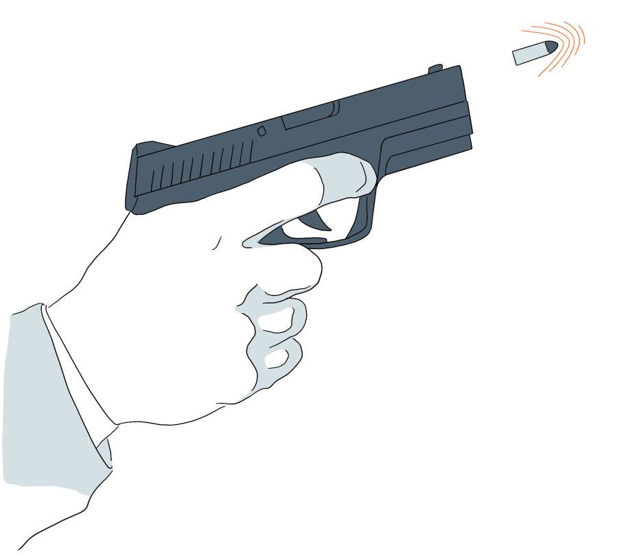 Slik fungerer Triangula. 1. Et skudd blir avfyrt.