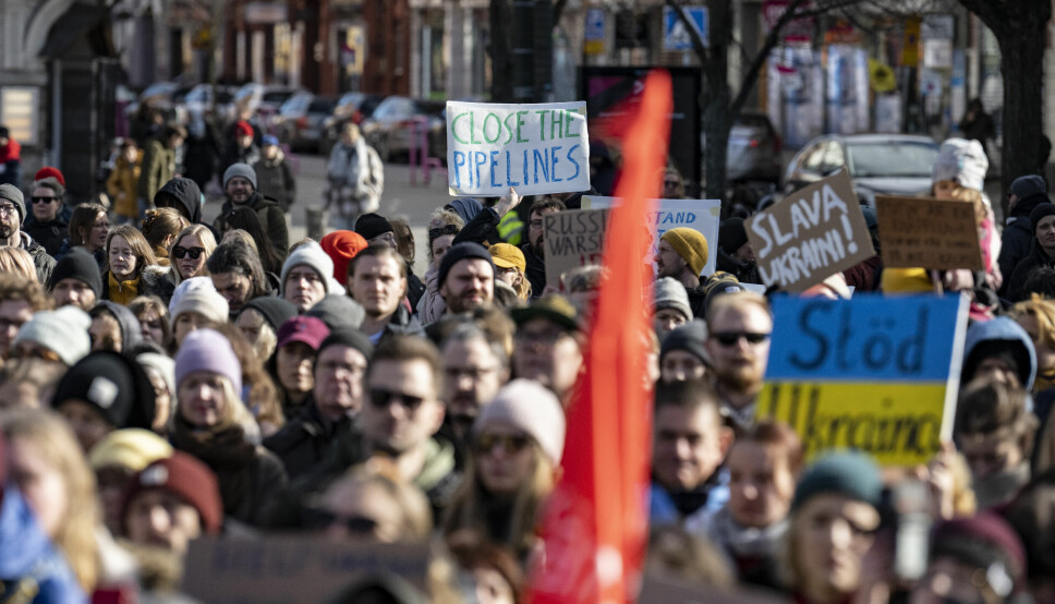 Rundt 1000 personer samlet seg søndag ettermiddag på Möllevångstorget i Malmö i Sverige for å demonstrere for at krigen i Ukraina måtte ta slutt.