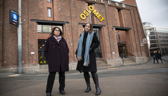 Forsker Andreea Ioana Alecu og professor Silje Bringsrud Fekjær ved OsloMet. Forsker Andreea Ioana Alecu og professor Silje Bringsrud Fekjær ved OsloMet.