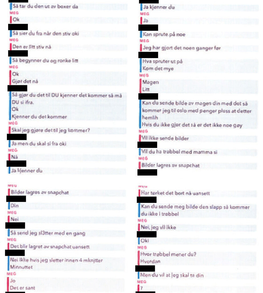 Bildet viser en samtale i en nett-overgrepssak. Bildet viser en samtale i en nett-overgrepssak.