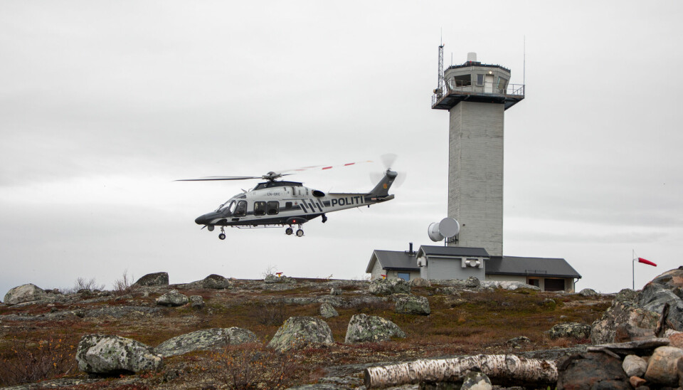 Politihelikopteret ved Russergrensa i Finnmark i fjor høst.