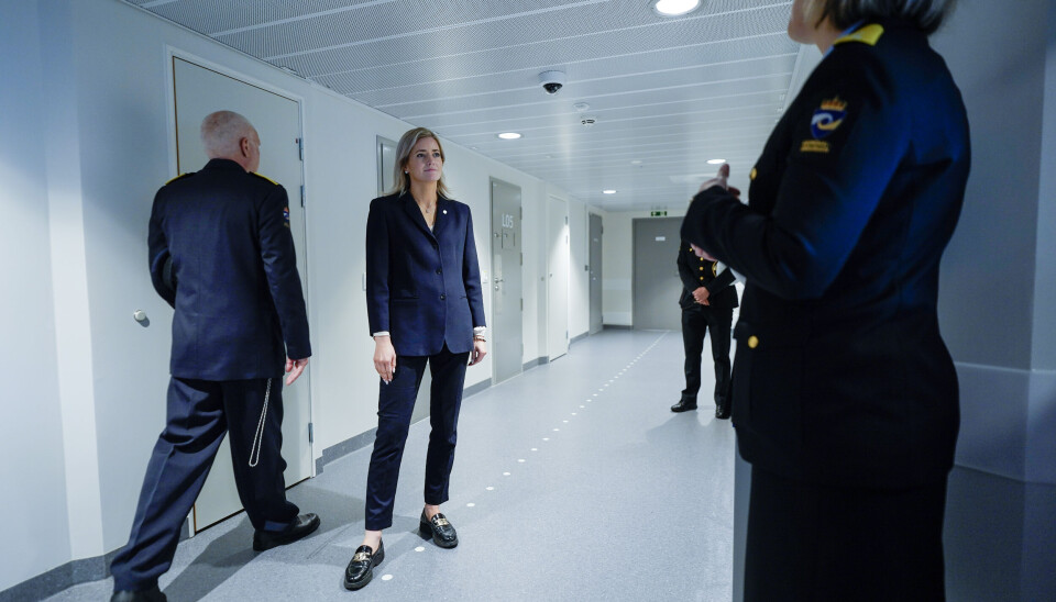 Justisminister Emilie Enger Mehl (Sp) på den offisielle åpningen av Ila fengsel. Ila fengsel har vært stengt i nesten to år på grunn av omfattende rehabilitering.