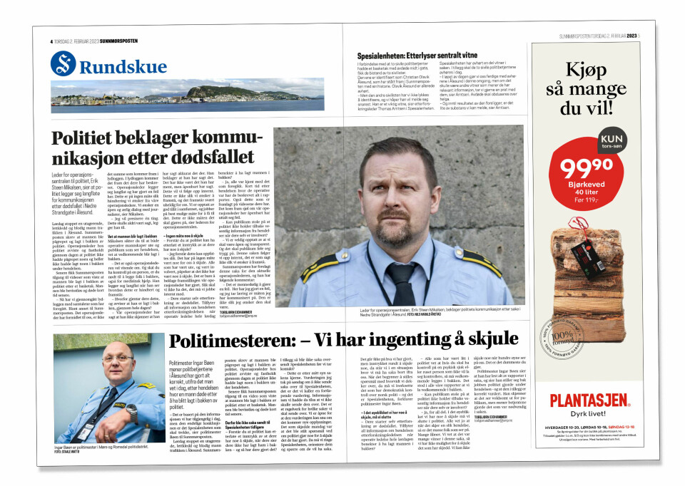 Fem dager etter dødsfallet beklaget politiet sin kommunikasjon i Sunnmørsposten.
