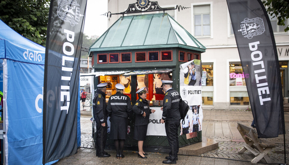 Politiet med egen stand under Arendalsuka i 2019.