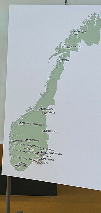 Regjeringens oversikt over nye tjenestesteder.