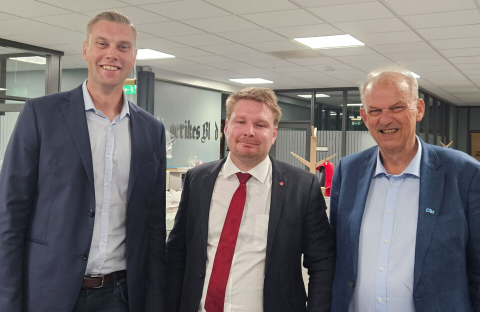 VALGETS KVAL: Sps ordførerkandiat Stian Bakken, her sammen med Håkon Ohren(Ap) og Runar Johansen (H).