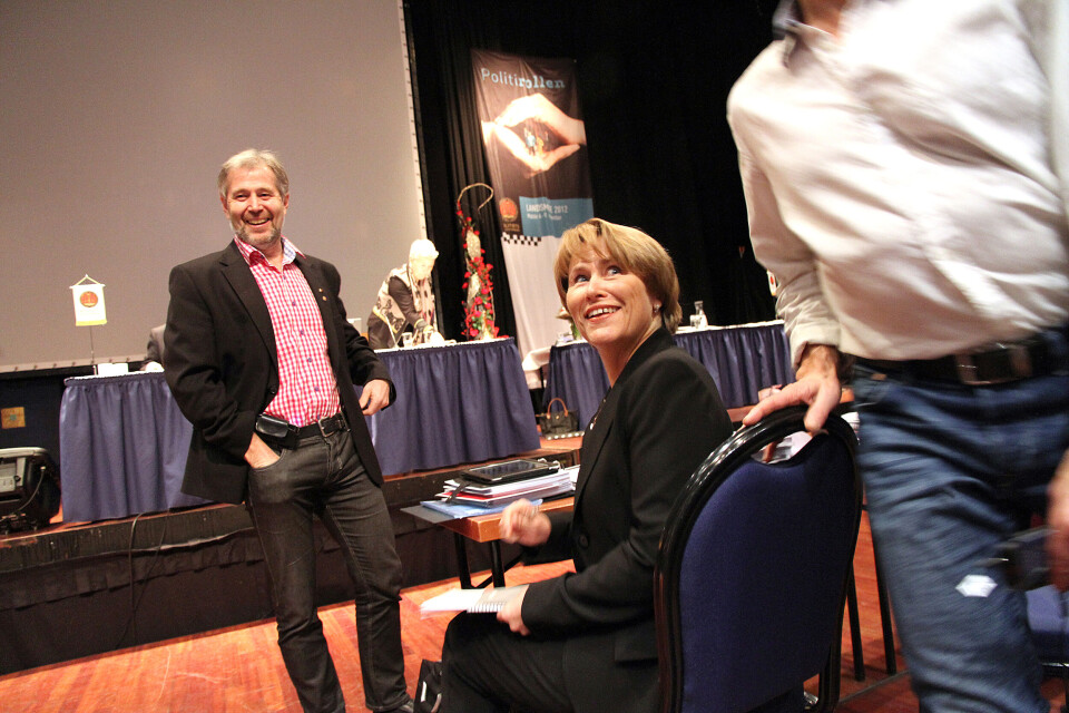 November 2012: Arne Johannessen og justisminister Grete Faremo under Politiets Fellesforbunds landsmøte i 2012.