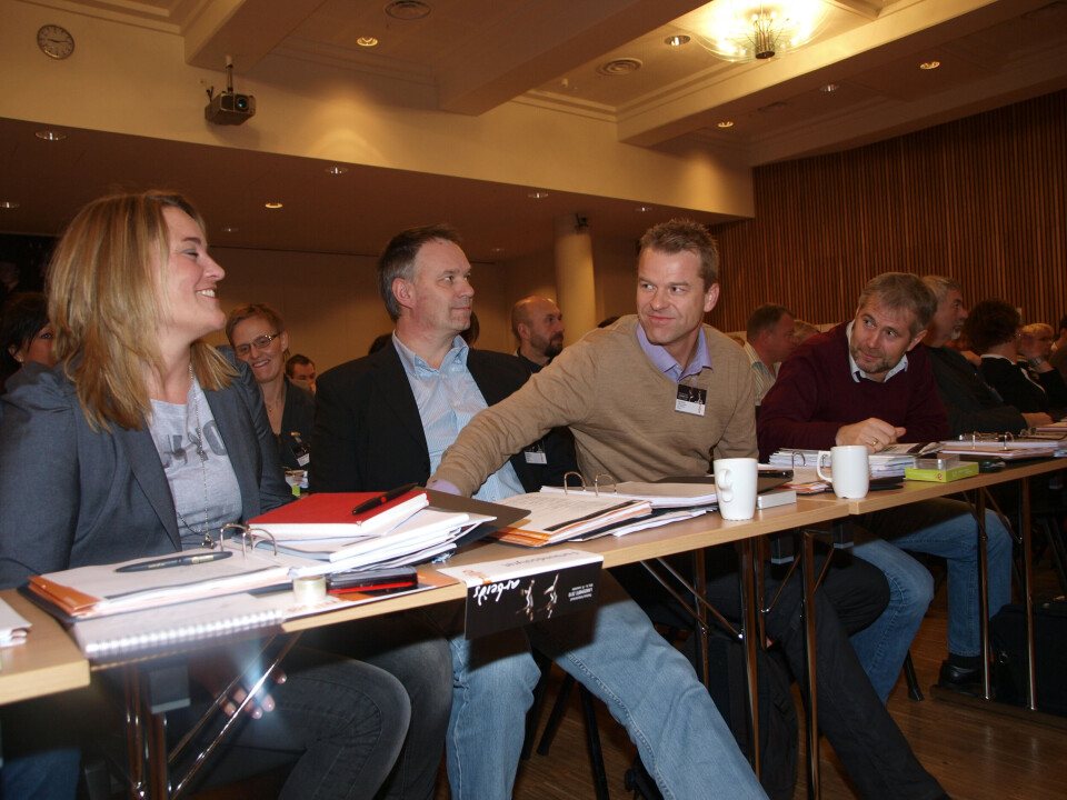 Desember 2010: Arne Johannessen og hans to etterfølgere som ledere i Politiets Fellesforbund; Sigve Bolstad (nummer tre fra venstre) og Unn Alma Skatvold (til venstre). Sistemann på bildet er tidligere lokallagsleder Runar Arnesen.
