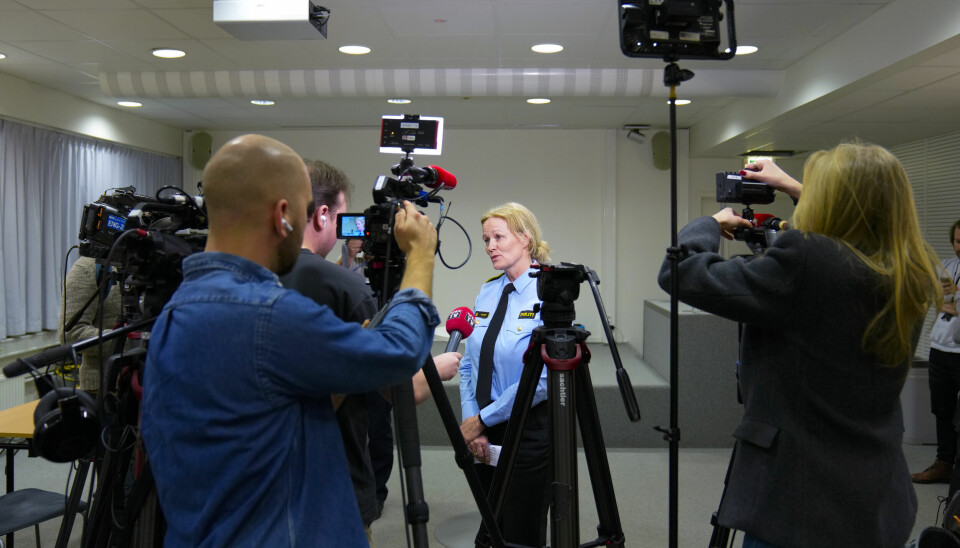 Politimester Cecilie Lillaas-Skari møter pressen i forbindelse med drapsetterforskningen i Nes, på politihuset i Lillestrøm.