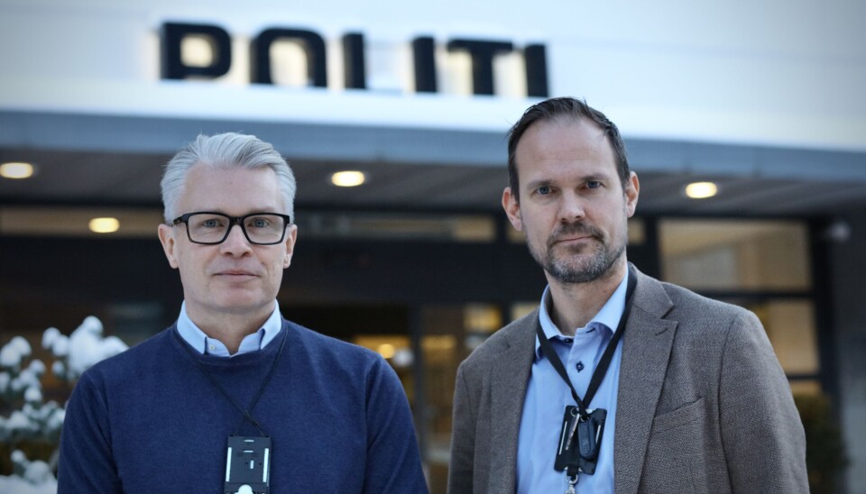 Leder av Politiets fellesforbunds lokallag i Sør-Vest, Per Anders Røsjorde (t.h.), sammen med nestleder Erlend Bjørnestad.