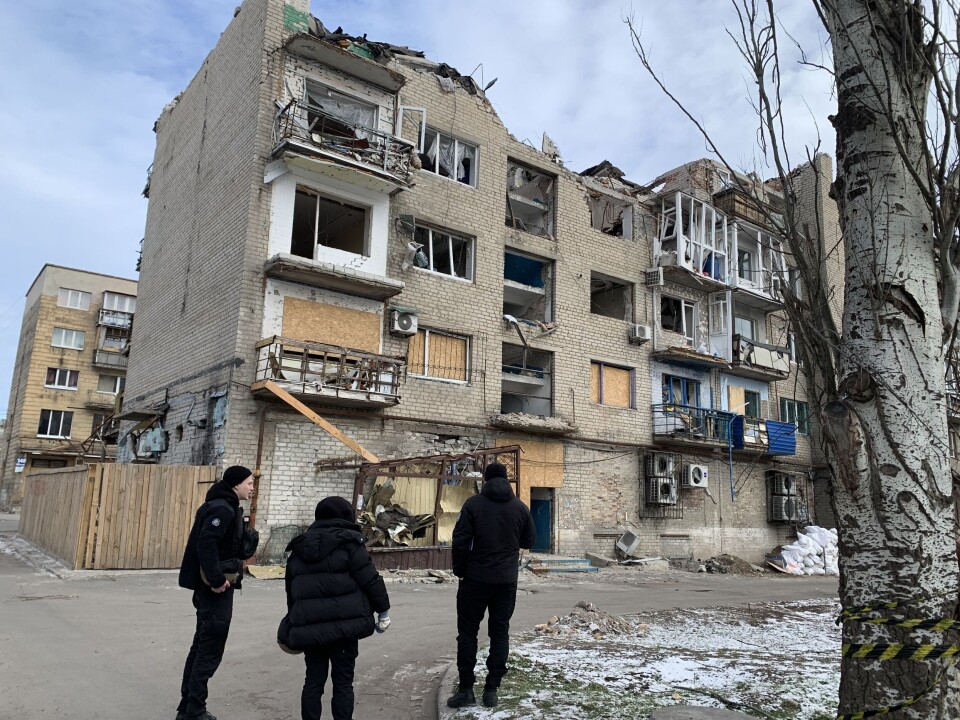 UTEN MÅL OG MENING: I disse boligblokkene i byen Pokrovsk bodde det sivile familier uten militær tilknytning.