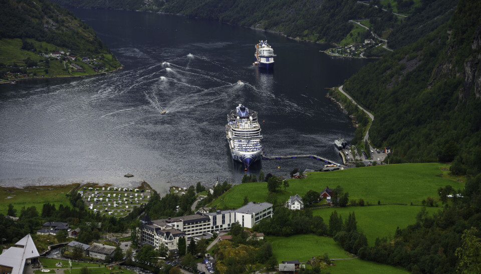 Cruiseskip i Geiranger med Hotel Union og Vinjevollen hvor Märta Louise og Durek Verrett skal gifte seg 31. August 2024.