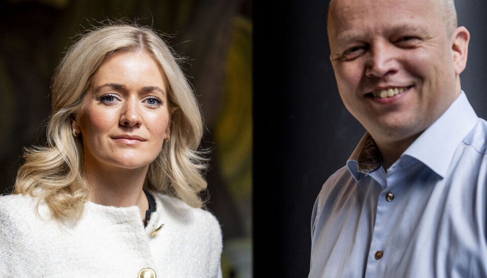 Trygve Slagsvold Vedum og Emilie Enger Mehl under Senterpartiets landsstyremøte tidligere i år