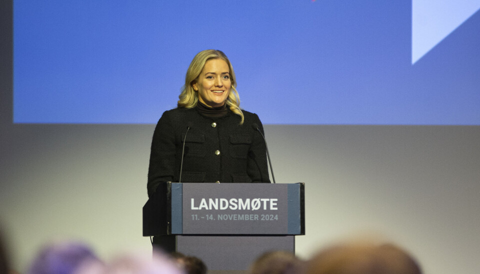 Emilie Enger Mehl på Politiets Fellesforbunds landsmøte i 2024.