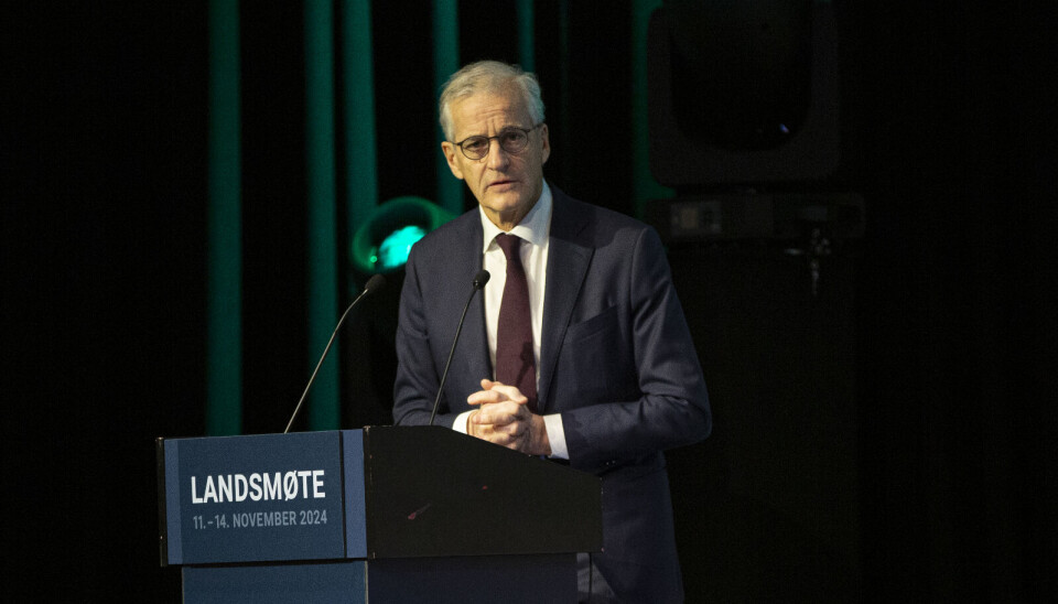 Jonas Gahr Støre på Politiets Fellesforbunds landsmøte i 2024.