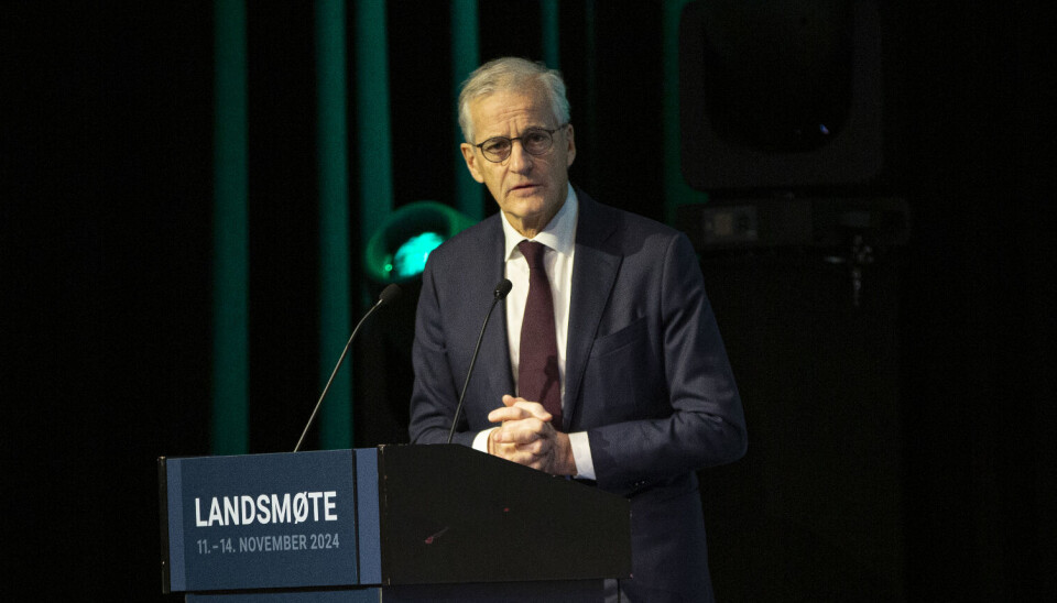 Jonas Gahr Støre på Politiets Fellesforbunds landsmøte i 2024.