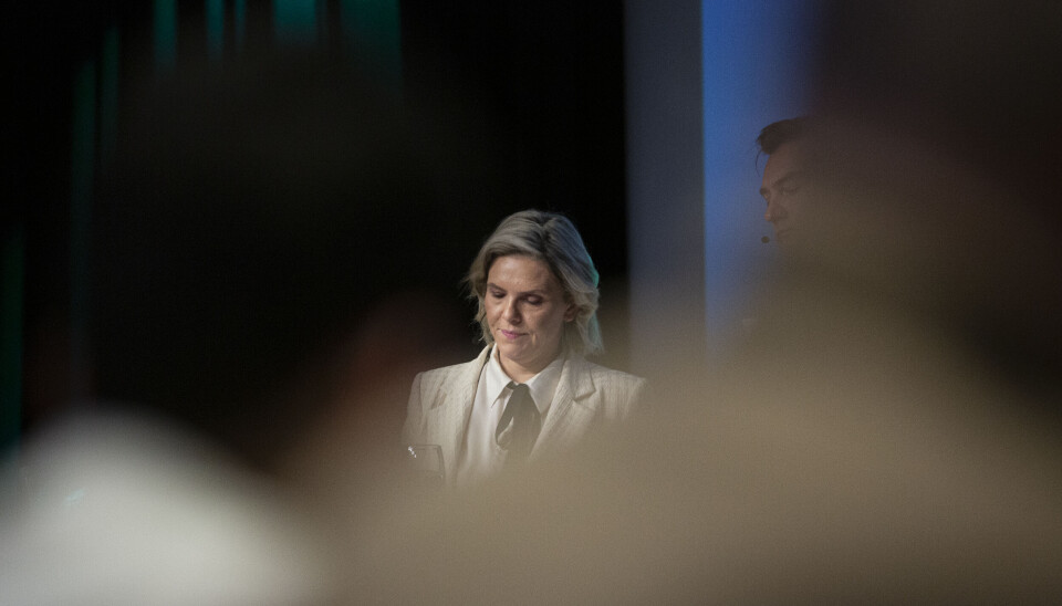 Partileder i FrP, Sylvi Listhaug.Foto tatt under politisk debatt under Politiets Fellesforbunds (PF) landsmøte i 2024.