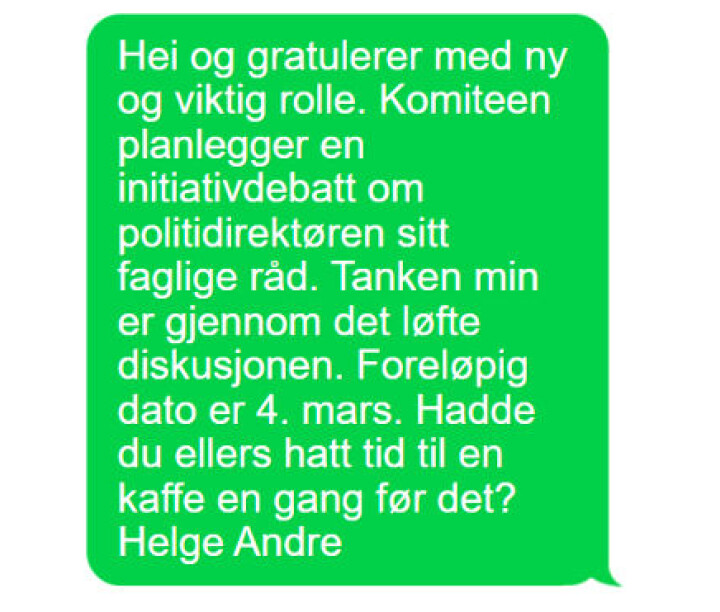 Justisdepartementet nektet politidirektøren å møte lederen for justiskomiteen