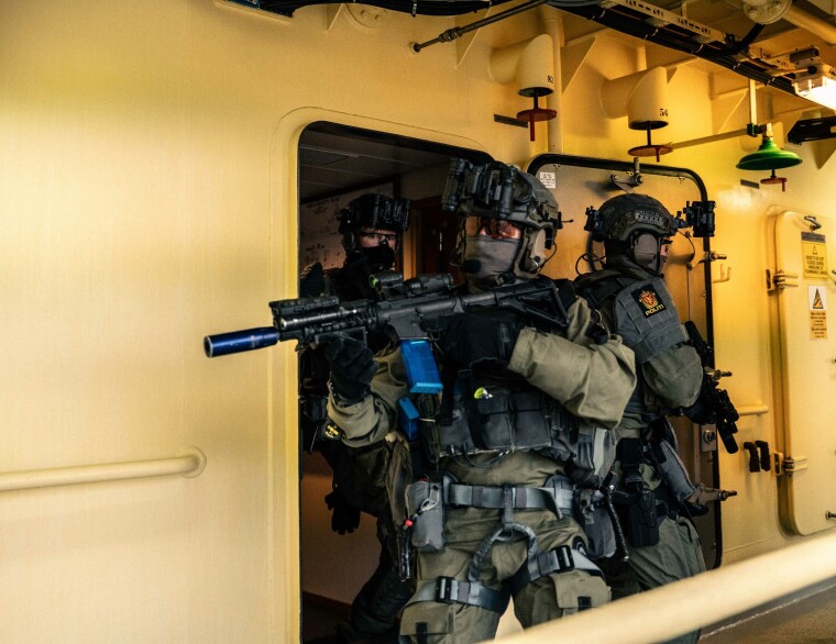 Bilde fra en kontraterrorøvelse med politiet og Forsvaret i september 2025.